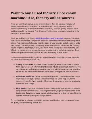 want to buy a used industrial ice cream machine