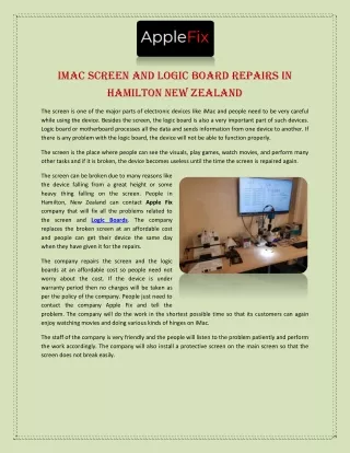 IMac Screen and Logic Board Repairs in Hamilton New Zealand