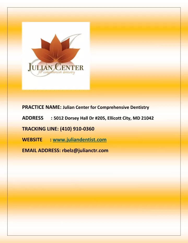 practice name julian center for comprehensive