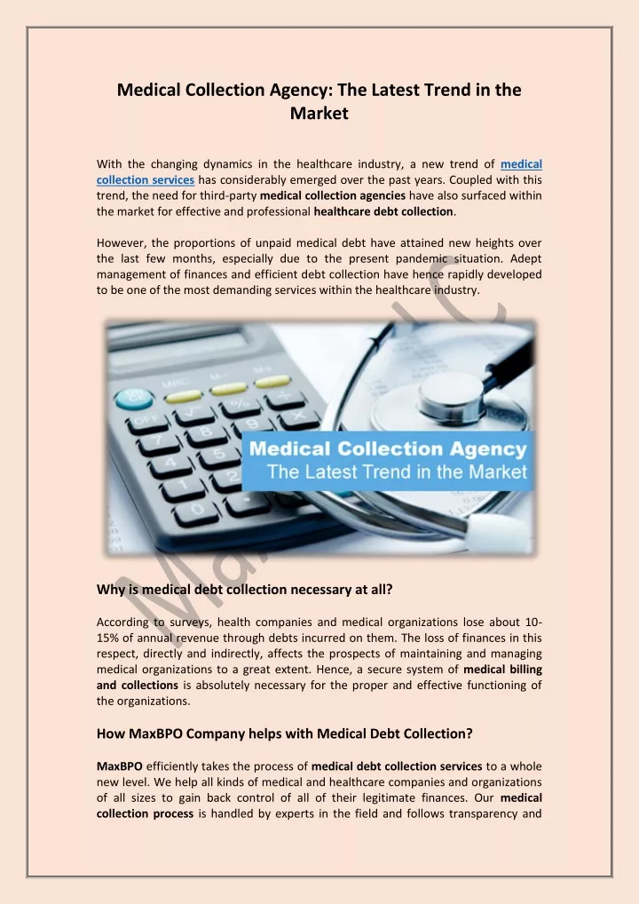 medical collection agency the latest trend