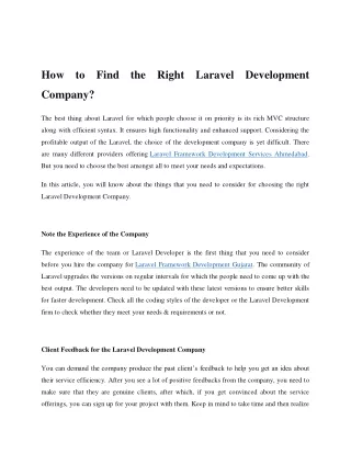 How to find the right laravel development company!