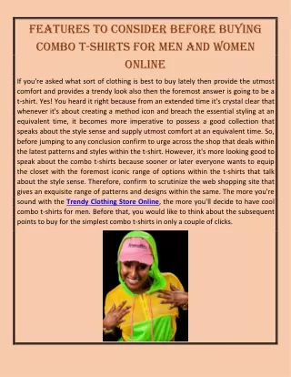 Features To Consider Before Buying Combo T-Shirts For Men And Women Online