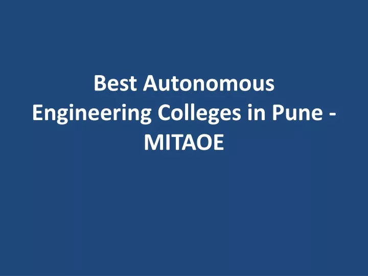 best autonomous engineering colleges in pune mitaoe