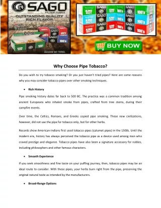 why choose pipe tobacco