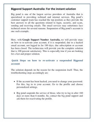 bigpond support australia for the instant solution