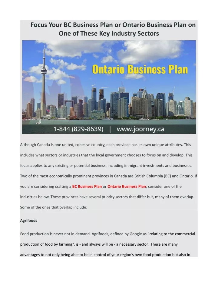 focus your bc business plan or ontario business