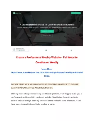 Create a Professional Weebly Website - Full Website Creation on Weebly