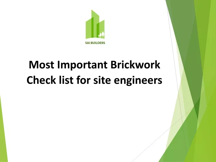 most important brickwork check list for site