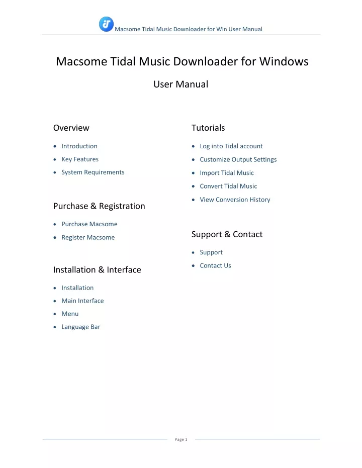 macsome tidal music downloader for win user manual