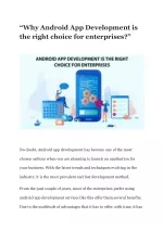 “Why Android App Development is the right choice for enterprises?” - slide 1