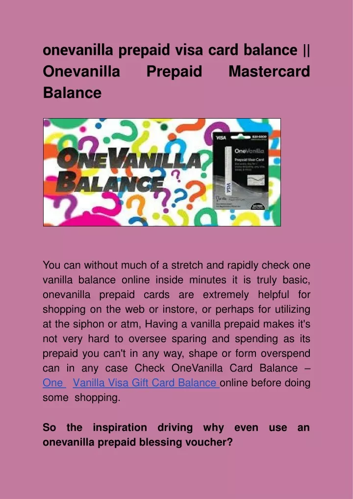 onevanilla prepaid visa card balance onevanilla prepaid mastercard balance