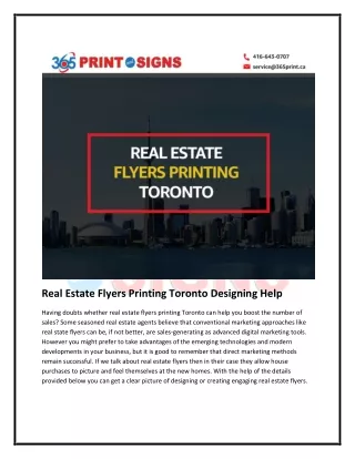 Real Estate Flyers Printing Toronto Designing Help