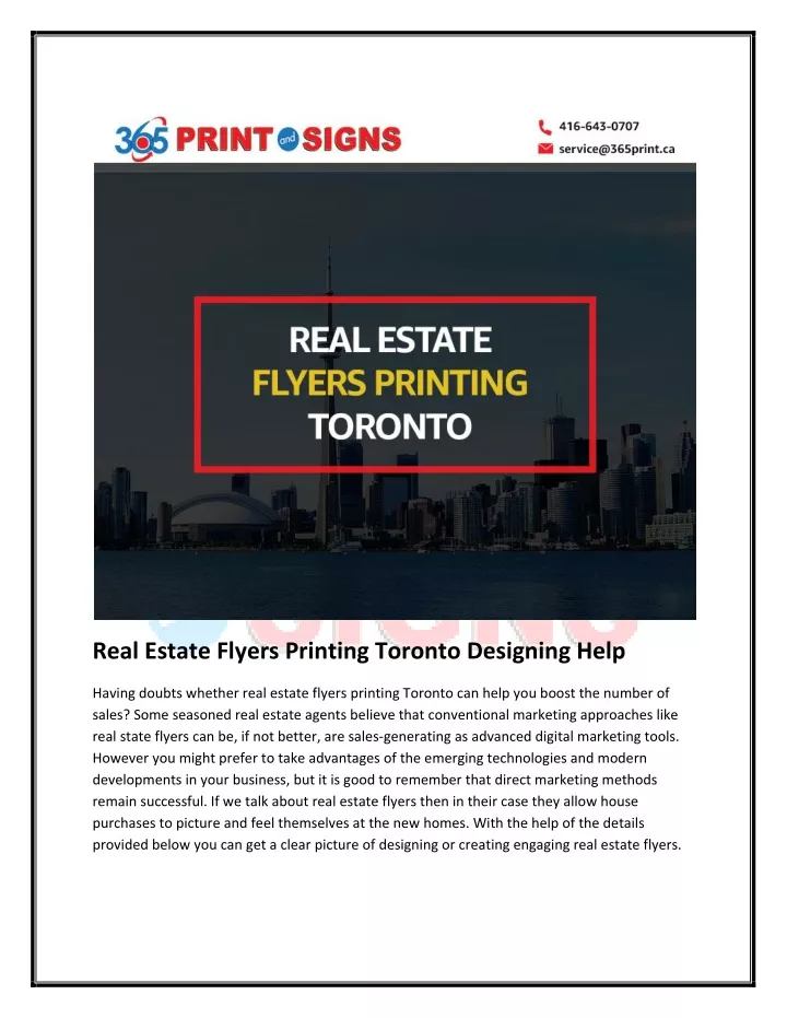 real estate flyers printing toronto designing help