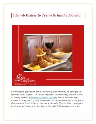 5 Lamb Dishes to Try in Orlando, Florida