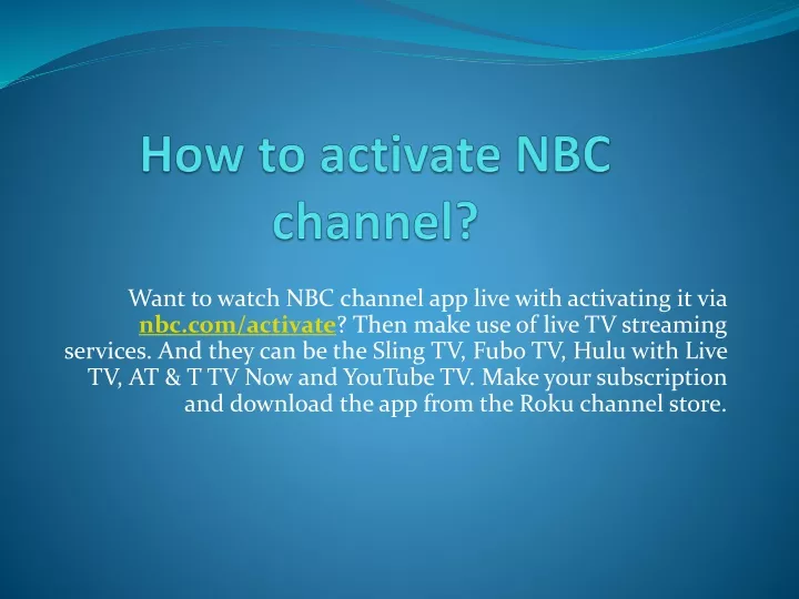 how to activate nbc channel