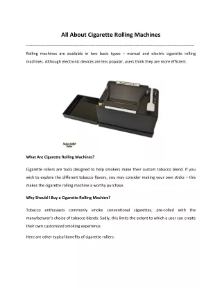 all about cigarette rolling machines