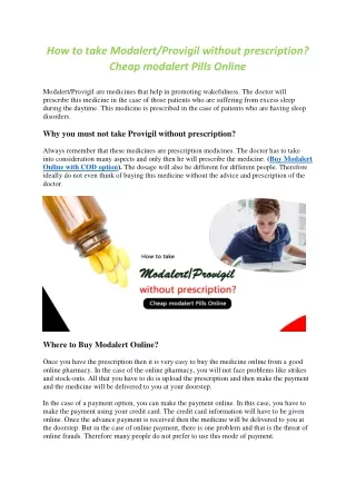 How to take Modalert/Provigil without prescription? Cheap modalert Pills Online