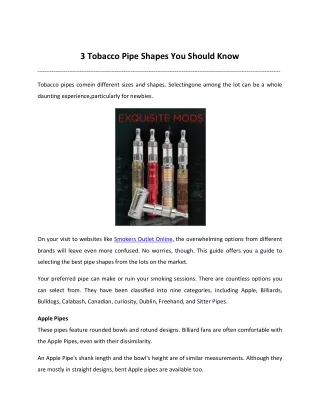 3 tobacco pipe shapes you should know