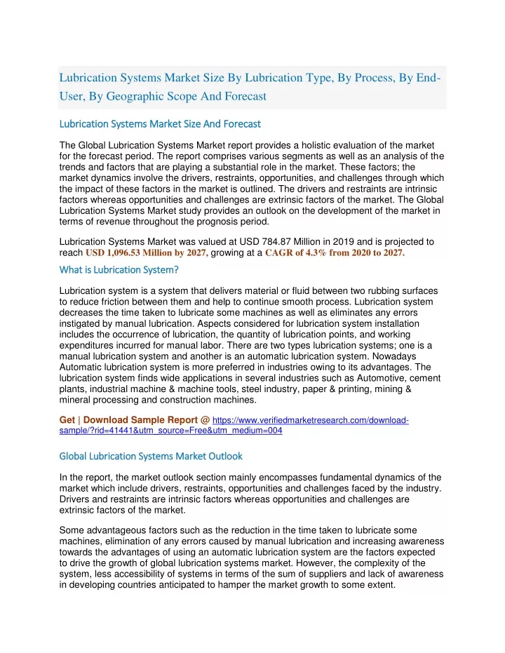 lubrication systems market size by lubrication