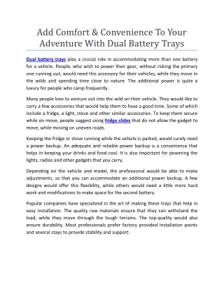 add comfort convenience to your adventure with