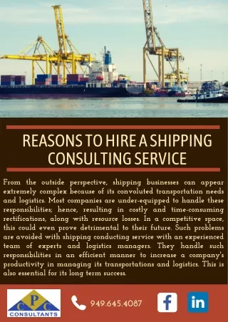 Reason To Hire A Shipping Consulting Services