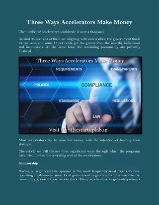 three ways accelerators make money