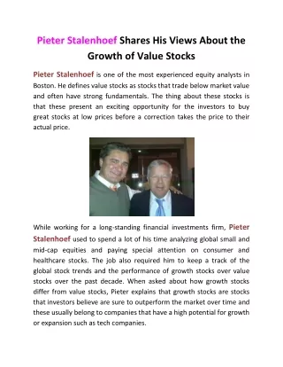 pieter stalenhoef shares his views about