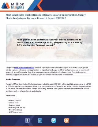 meat substitutes market revenue drivers growth
