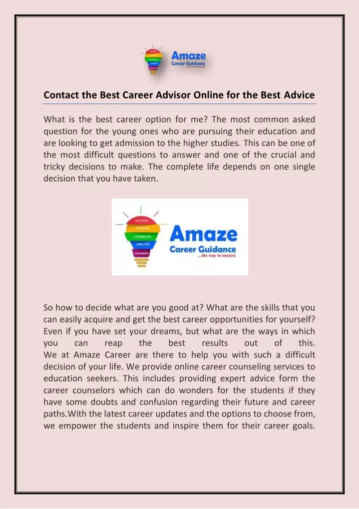 contact the best career advisor online