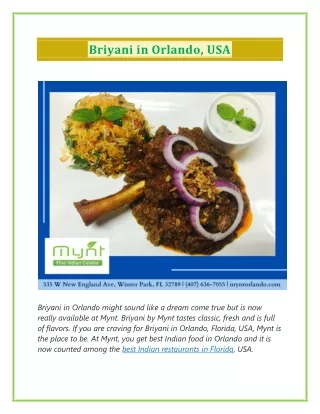 Briyani in Orlando, USA