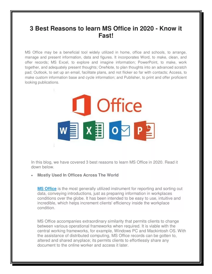 3 best reasons to learn ms office in 2020 know