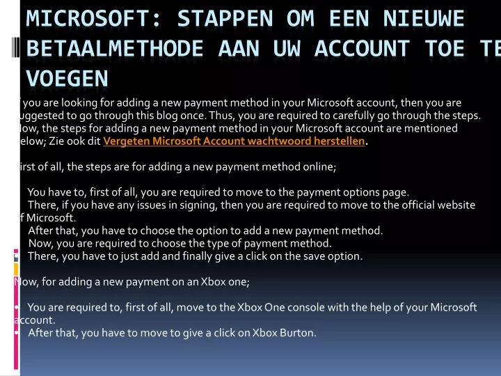 microsoft stappen om een nieuwe betaalmethode aan uw account toe te voegen