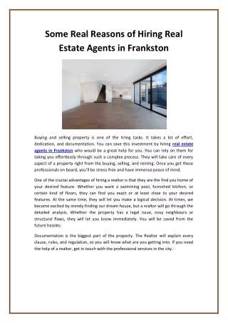 Some Real Reasons of Hiring Real Estate Agents in Frankston