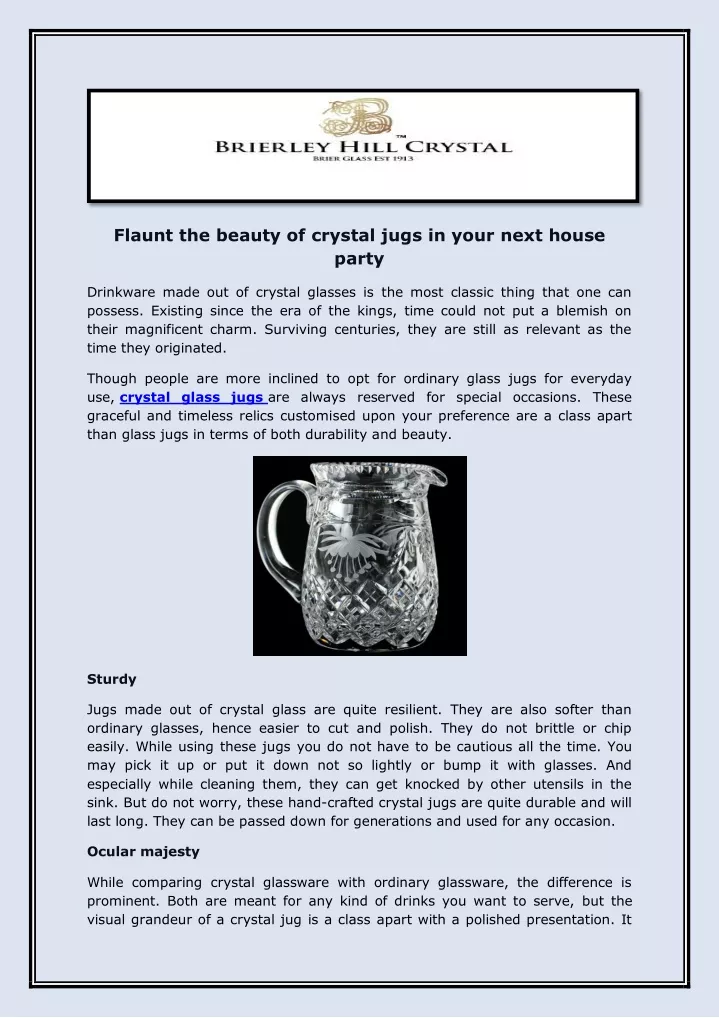 flaunt the beauty of crystal jugs in your next