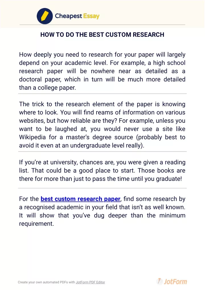 how to do the best custom research
