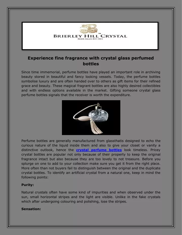 experience fine fragrance with crystal glass