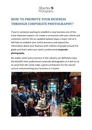 HOW TO PROMOTE YOUR BUSINESS THROUGH CORPORATE PHOTOGRAPHY?