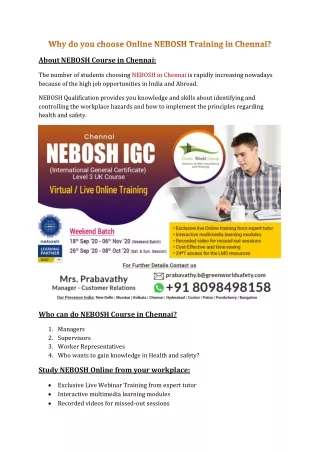 about nebosh course in chennai