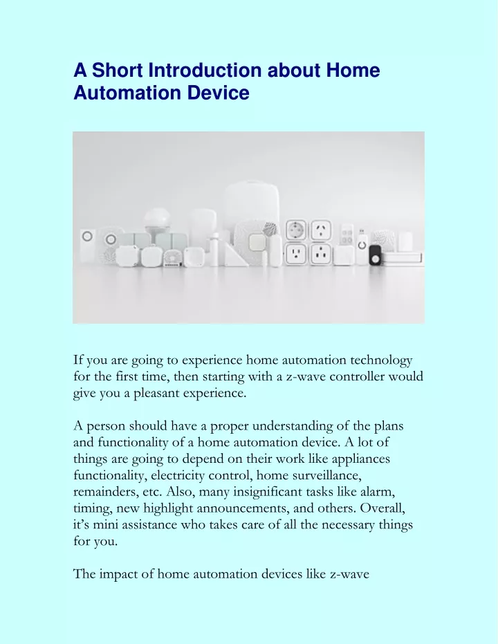 a short introduction about home automation device