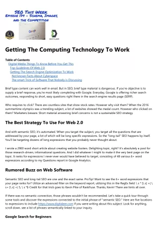 getting the computing technology to work