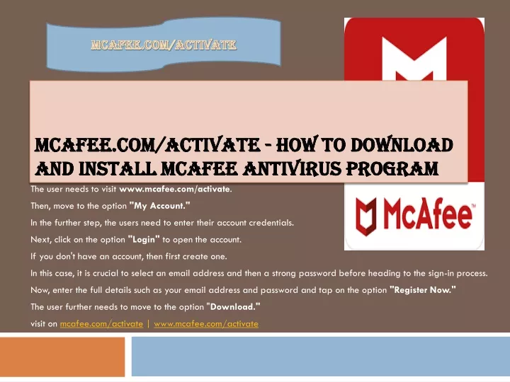 mcafee com activate how to download and install mcafee antivirus program