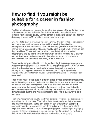 how to find if you might be suitable for a career