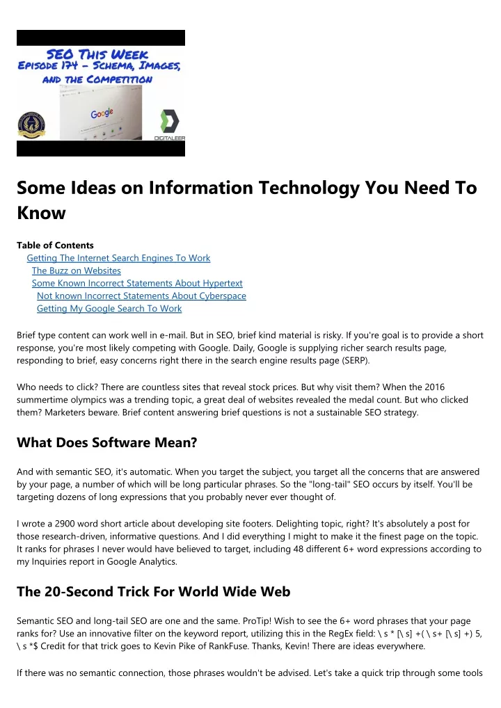 some ideas on information technology you need