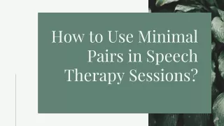 how to use minimal pairs in speech therapy
