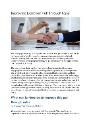 improving borrower pull through rate