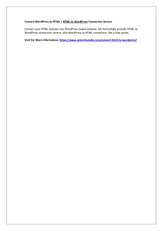 convert wordpress to html html to wordpress