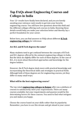 top faqs about engineering courses and colleges