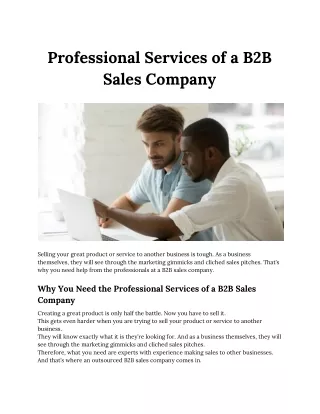 Professional Services of a B2B Sales Company