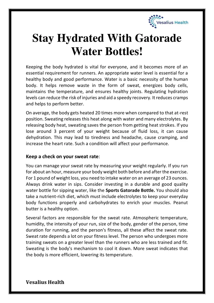 stay hydrated with gatorade water bottles