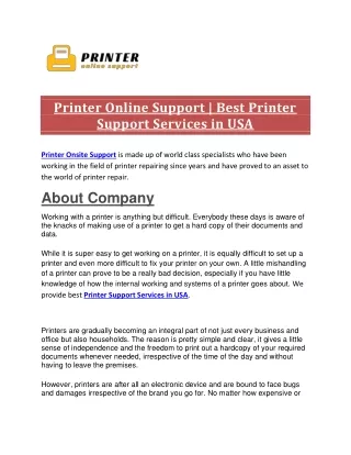 Printer Online Support | Best Printer Support Services in USA